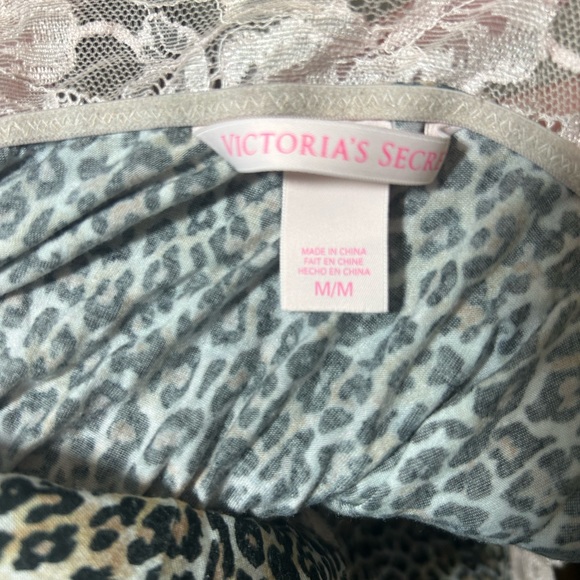Victorias Secret Medium Leopard Slip Dress Chemise Nightie Pink Lace Cheetah - Picture 2 of 7